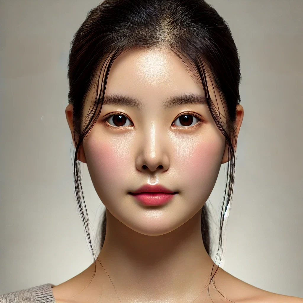 Korean woman showcasing a natural and seamless face slimming effect for a more refined and youthful appearance.